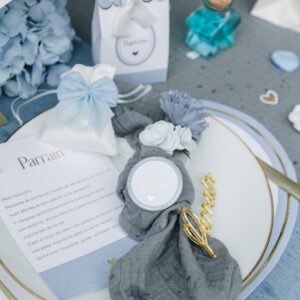 Serviette Gaze de Coton Bleu Orage 40x40cm